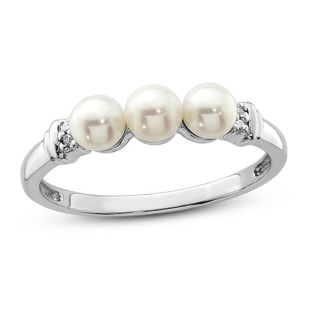 Cultured Freshwater Pearl Ring Diamond Accent Sterling Silver JNxJJCBH Cultured Freshwater Pearl Ring Diamond Accent Sterling Silver JNxJJCBH