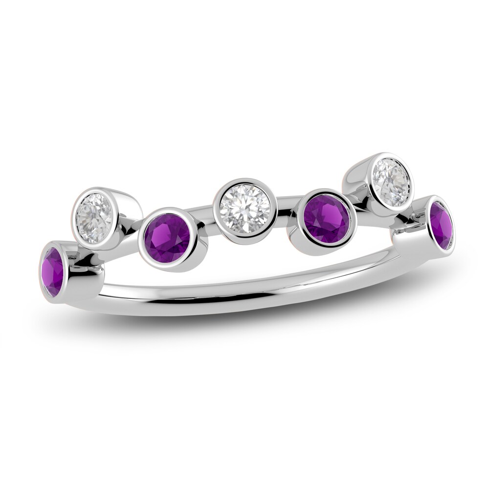 Juliette Maison Natural Amethyst & Natural White Sapphire Ring 10K White Gold JOEVo84a Juliette Maison Natural Amethyst & Natural White Sapphire Ring 10K White Gold JOEVo84a