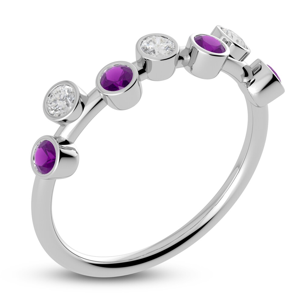Juliette Maison Natural Amethyst & Natural White Sapphire Ring 10K White Gold JOEVo84a Juliette Maison Natural Amethyst & Natural White Sapphire Ring 10K White Gold JOEVo84a