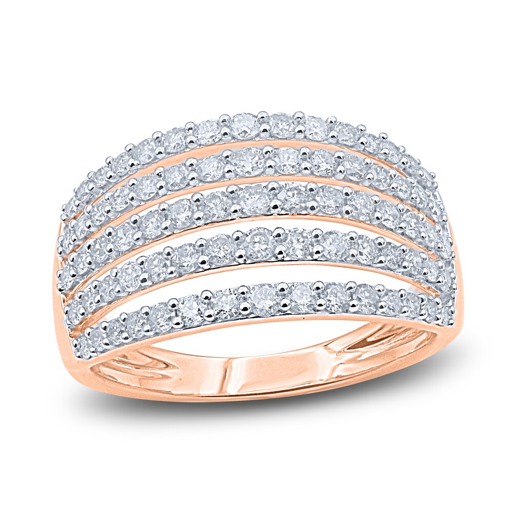 Diamond 5-Row Anniversary Band 1 ct tw Round 14K Rose Gold Jdz80Cyc