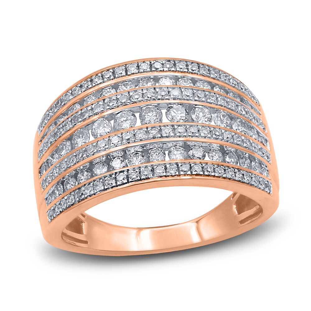 Diamond Multi-Row Anniversary Band 1 ct tw Round 14K Rose Gold Jet64Yz4 Diamond Multi-Row Anniversary Band 1 ct tw Round 14K Rose Gold Jet64Yz4