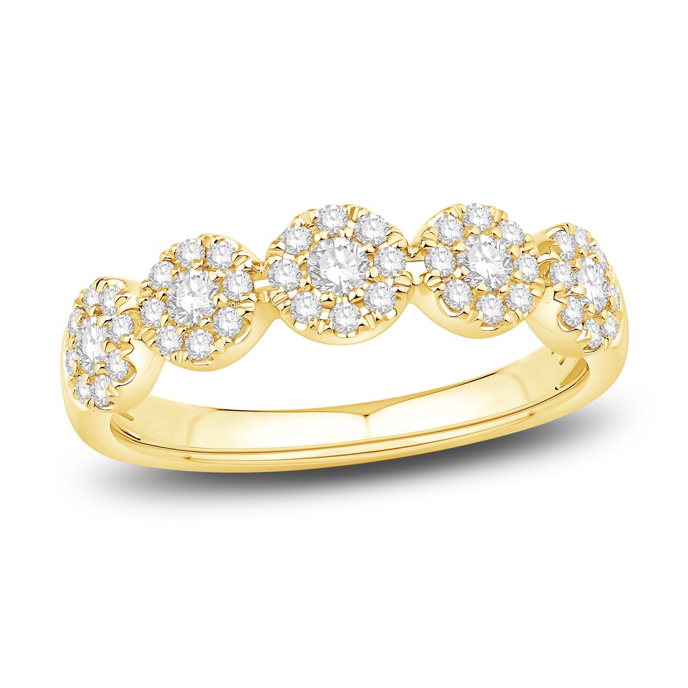 Diamond Halo Fashion Ring 1/2 ct tw Round 14K Yellow Gold Jq5JURP2 Diamond Halo Fashion Ring 1/2 ct tw Round 14K Yellow Gold Jq5JURP2