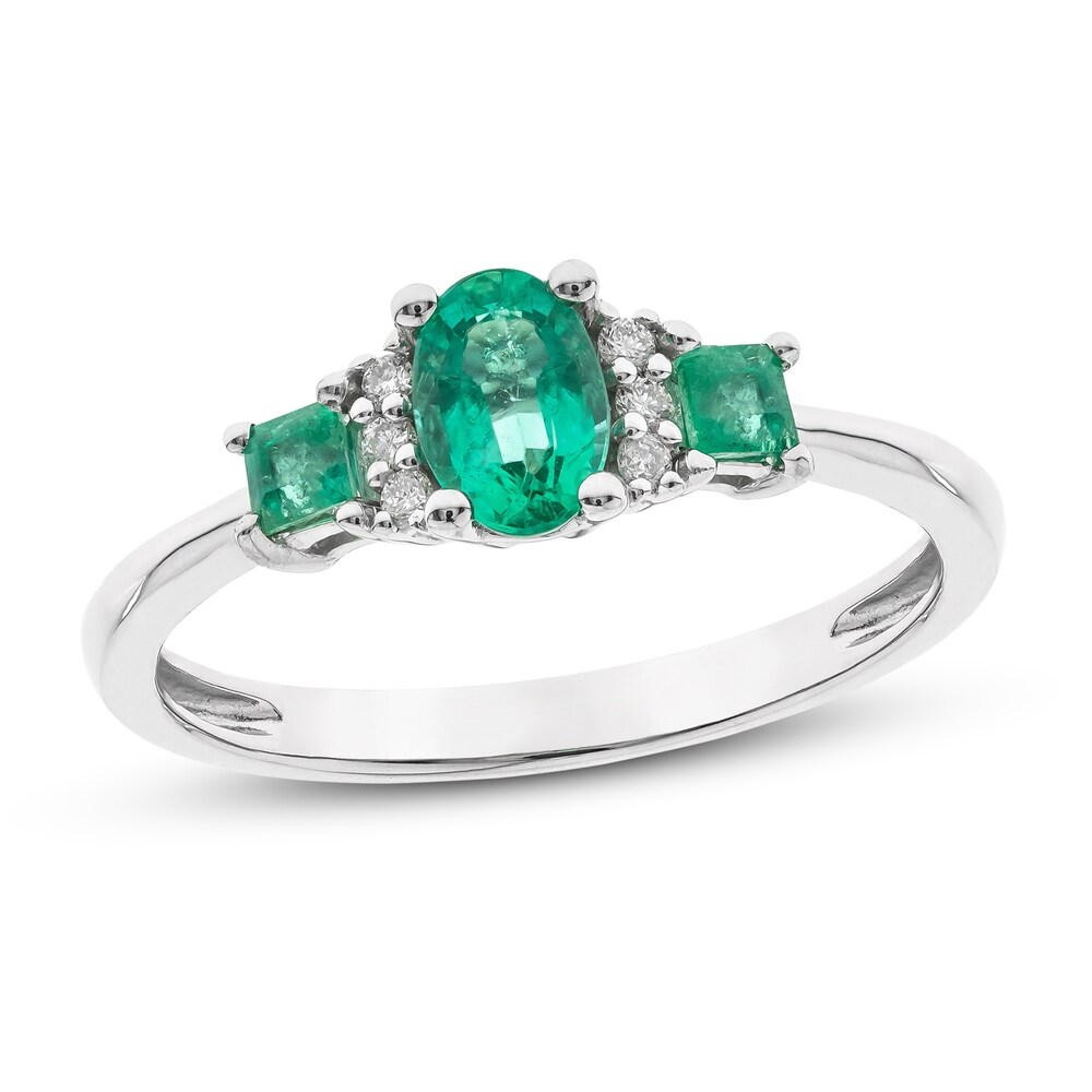 Natural Emerald Ring 1/20 ct tw Diamonds 10K White Gold Jt24kzQB Natural Emerald Ring 1/20 ct tw Diamonds 10K White Gold Jt24kzQB