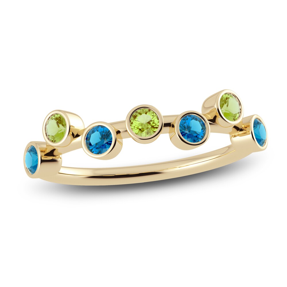 Juliette Maison Natural Peridot & Natural Blue Zircon Ring 10K Yellow Gold JwsjAUFY Juliette Maison Natural Peridot & Natural Blue Zircon Ring 10K Yellow Gold JwsjAUFY