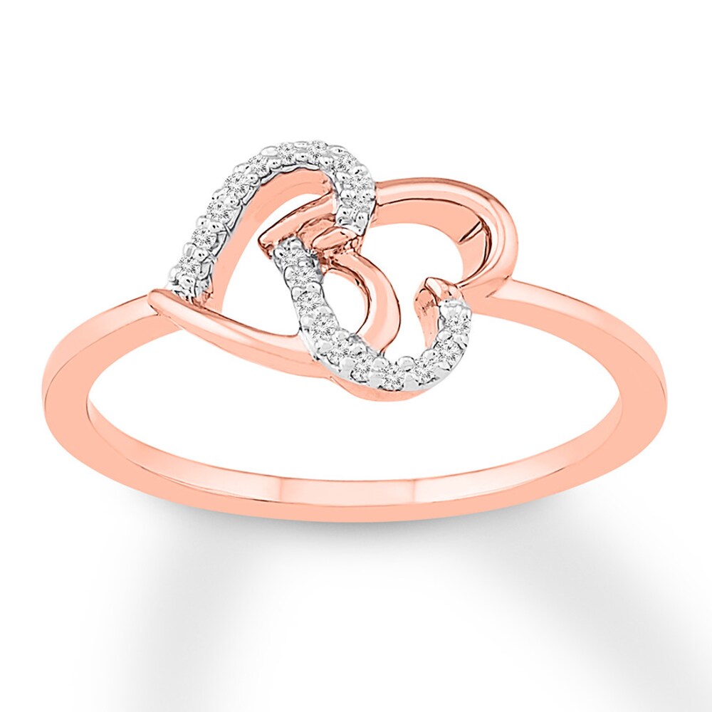 Diamond Hearts Ring 1/20 ct tw Round 10K Rose Gold JzzrmCNJ Diamond Hearts Ring 1/20 ct tw Round 10K Rose Gold JzzrmCNJ