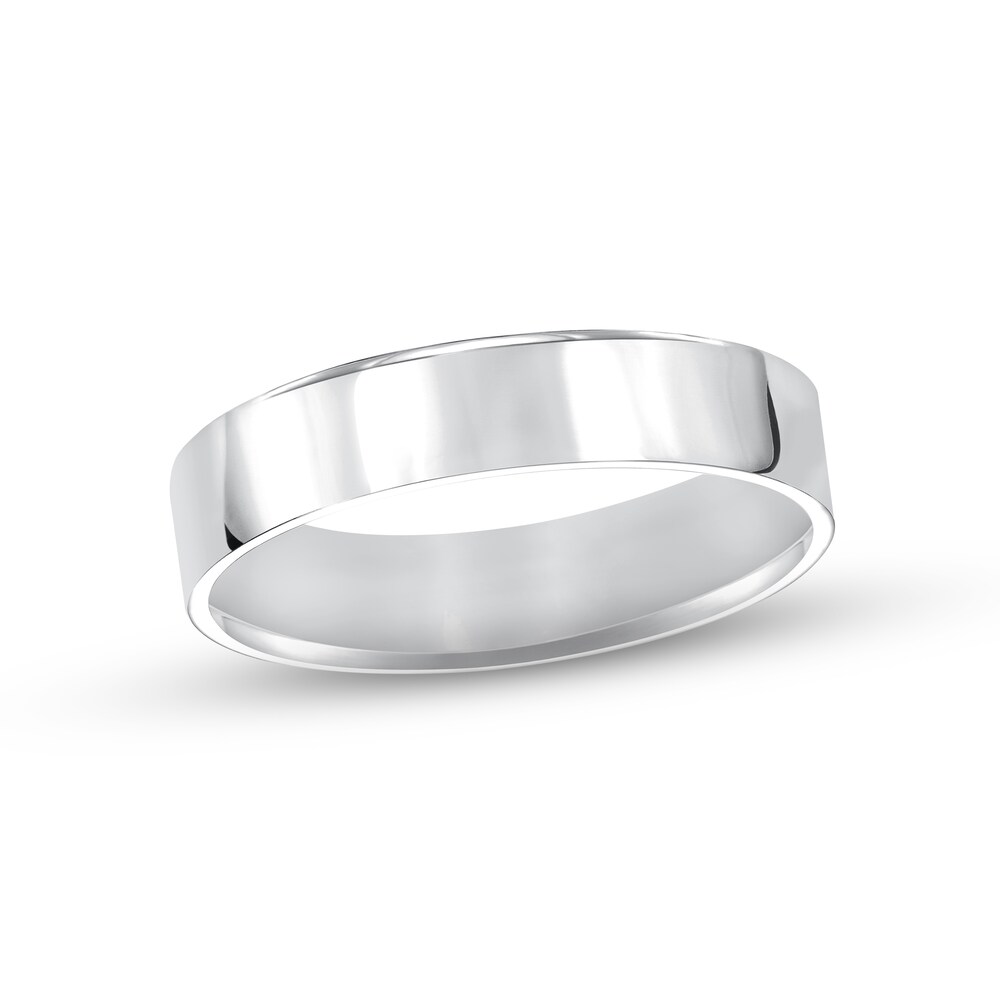 Polished Flat Wedding Band 14K White Gold 5.0mm K2FEJhSC Polished Flat Wedding Band 14K White Gold 5.0mm K2FEJhSC