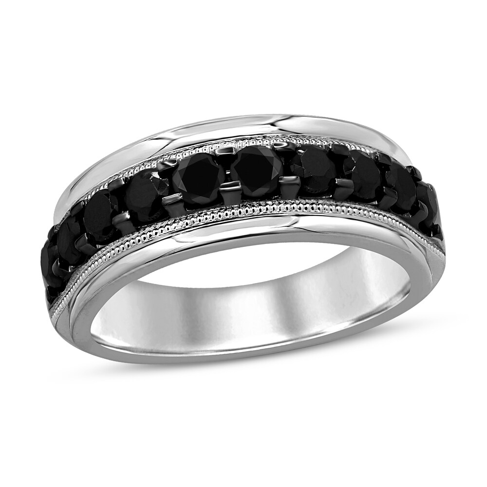 Men's Black Diamond Ring 2 ct tw Round 14K White Gold K98nVlBQ