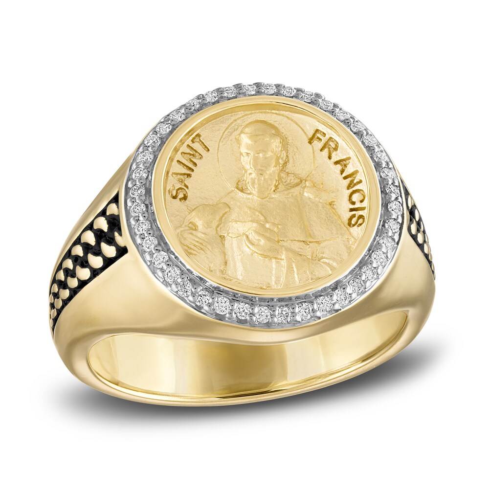 1933 by Esquire Men's Diamond Ring 1/5 ct tw Round Sterling Silver/14K Yellow Gold-Plated KJbArg20 1933 by Esquire Men's Diamond Ring 1/5 ct tw Round Sterling Silver/14K Yellow Gold-Plated KJbArg20