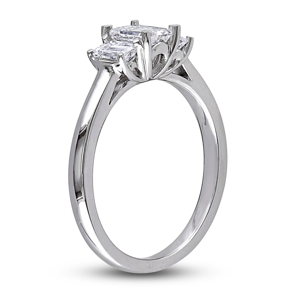 Diamond 3-Stone Engagement Ring 1 ct tw Emerald 14K White Gold KWrHquGZ Diamond 3-Stone Engagement Ring 1 ct tw Emerald 14K White Gold KWrHquGZ