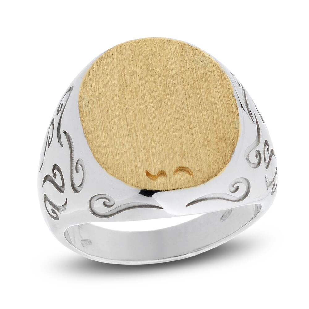 Marco Dal Maso Men\'s Ara Signet Ring Sterling Silver/18K Yellow Gold KXH8psQp Marco Dal Maso Men\'s Ara Signet Ring Sterling Silver/18K Yellow Gold KXH8psQp