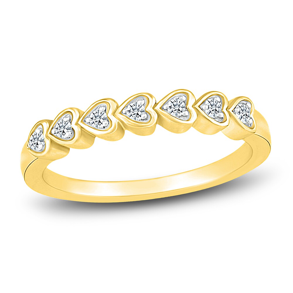 Diamond Heart Anniversary Band 1/10 ct tw Round 14K Yellow Gold KYfaHh78 Diamond Heart Anniversary Band 1/10 ct tw Round 14K Yellow Gold KYfaHh78