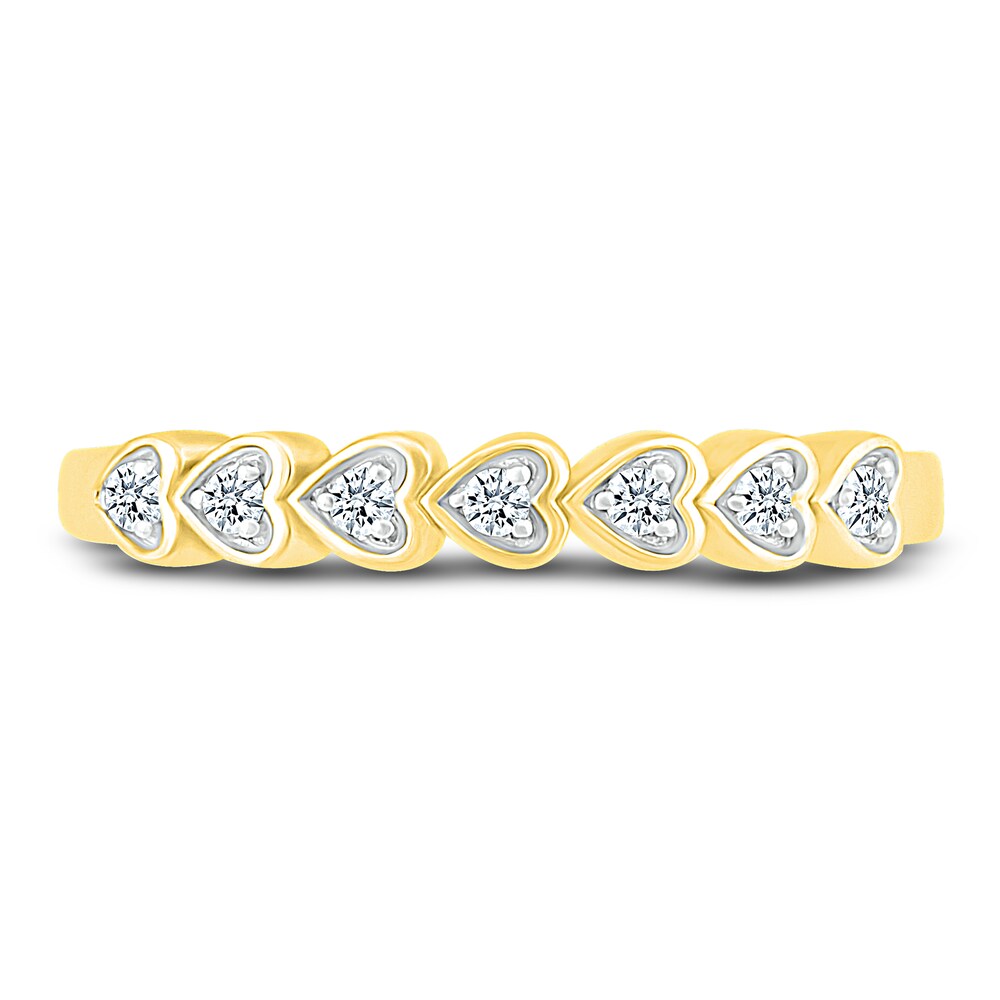 Diamond Heart Anniversary Band 1/10 ct tw Round 14K Yellow Gold KYfaHh78 Diamond Heart Anniversary Band 1/10 ct tw Round 14K Yellow Gold KYfaHh78