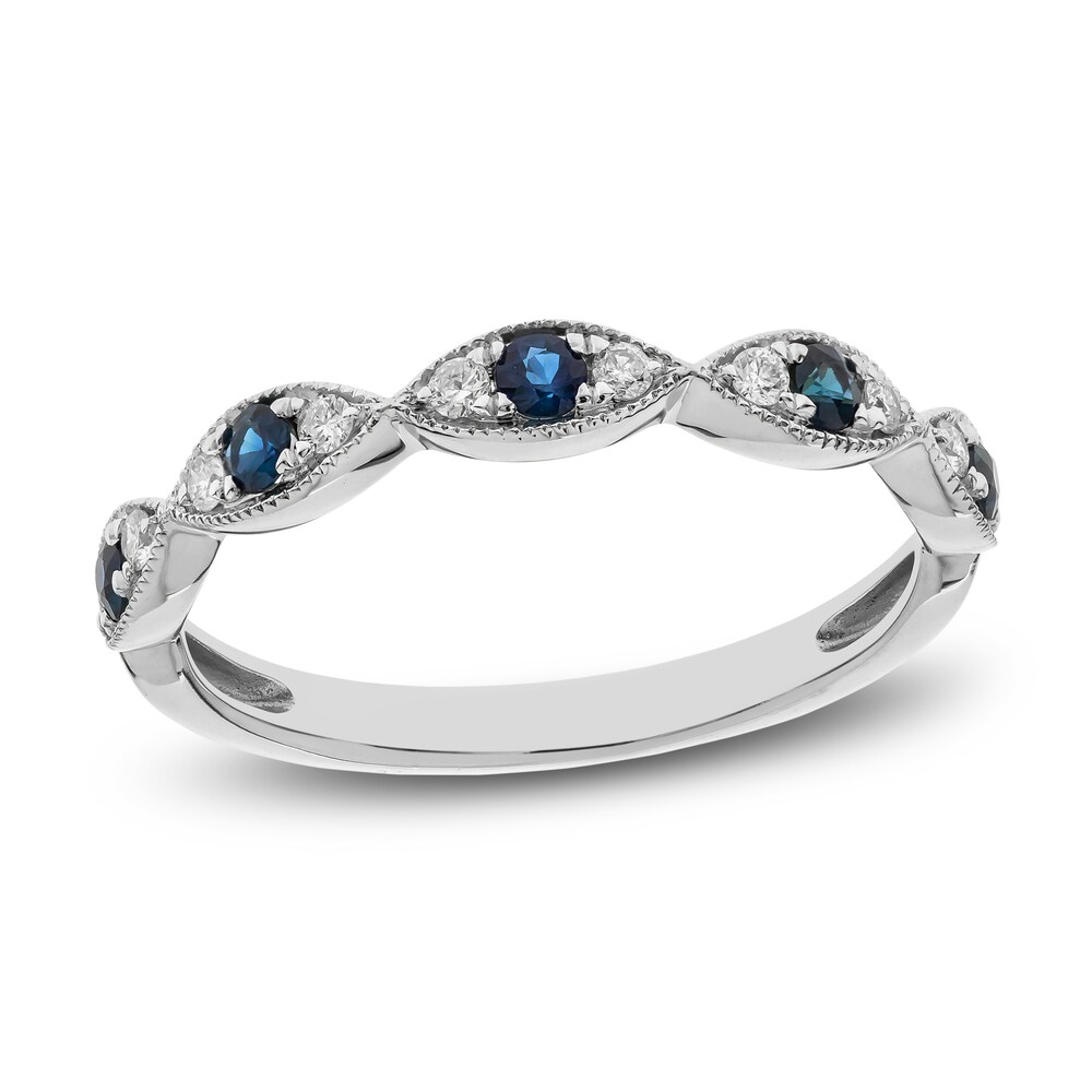 Natural Blue Sapphire Ring 1/8 ct tw Diamonds 14K White Gold KnmCcvAZ Natural Blue Sapphire Ring 1/8 ct tw Diamonds 14K White Gold KnmCcvAZ