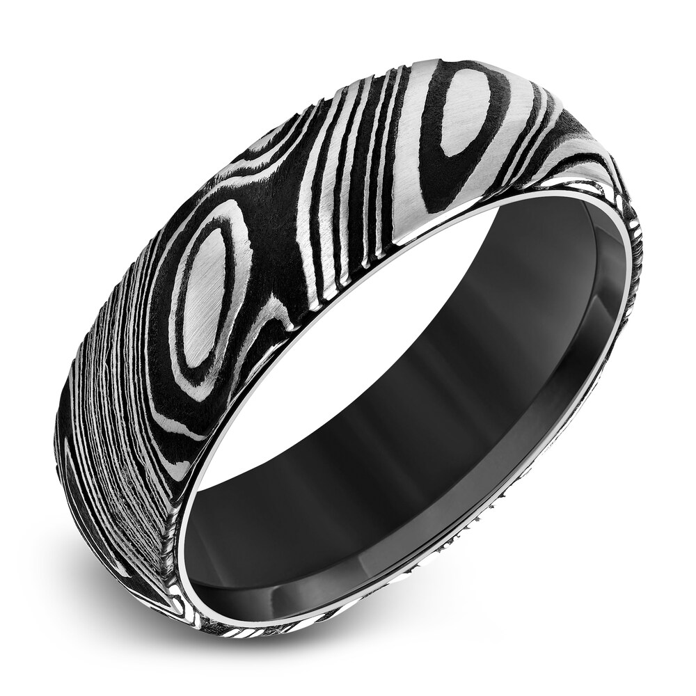 Men's Damascus Wedding Band Black Tungsten/Damascus Steel 7.0mm KsBMsVFz Men's Damascus Wedding Band Black Tungsten/Damascus Steel 7.0mm KsBMsVFz