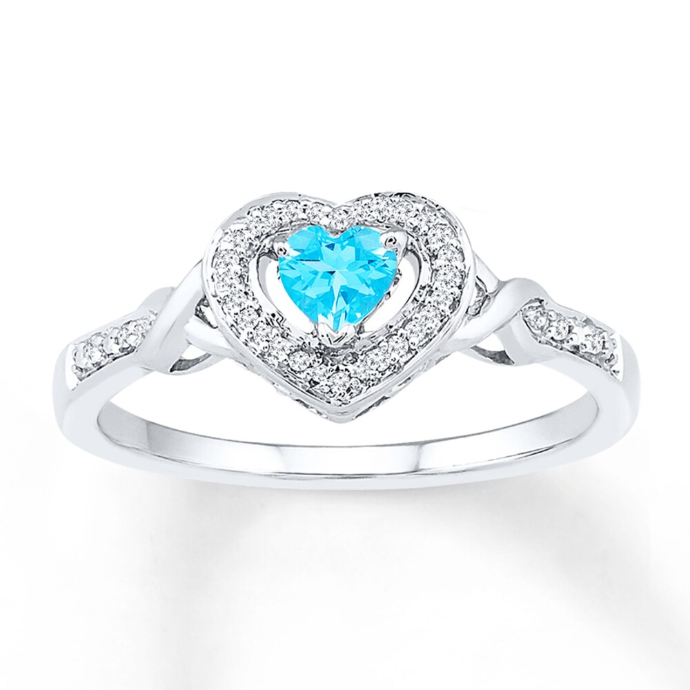 Blue Topaz Ring 1/15 ct tw Diamonds 10K White Gold Ksu6OZ5D Blue Topaz Ring 1/15 ct tw Diamonds 10K White Gold Ksu6OZ5D