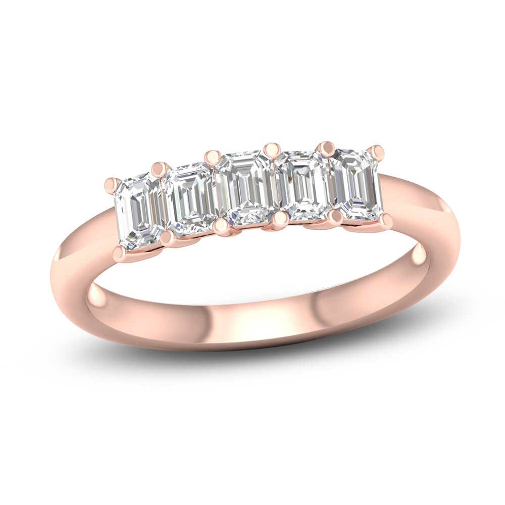 Diamond 5-Stone Anniversary Band 1 ct tw Emerald 14K Rose Gold KxT4t9Ym Diamond 5-Stone Anniversary Band 1 ct tw Emerald 14K Rose Gold KxT4t9Ym