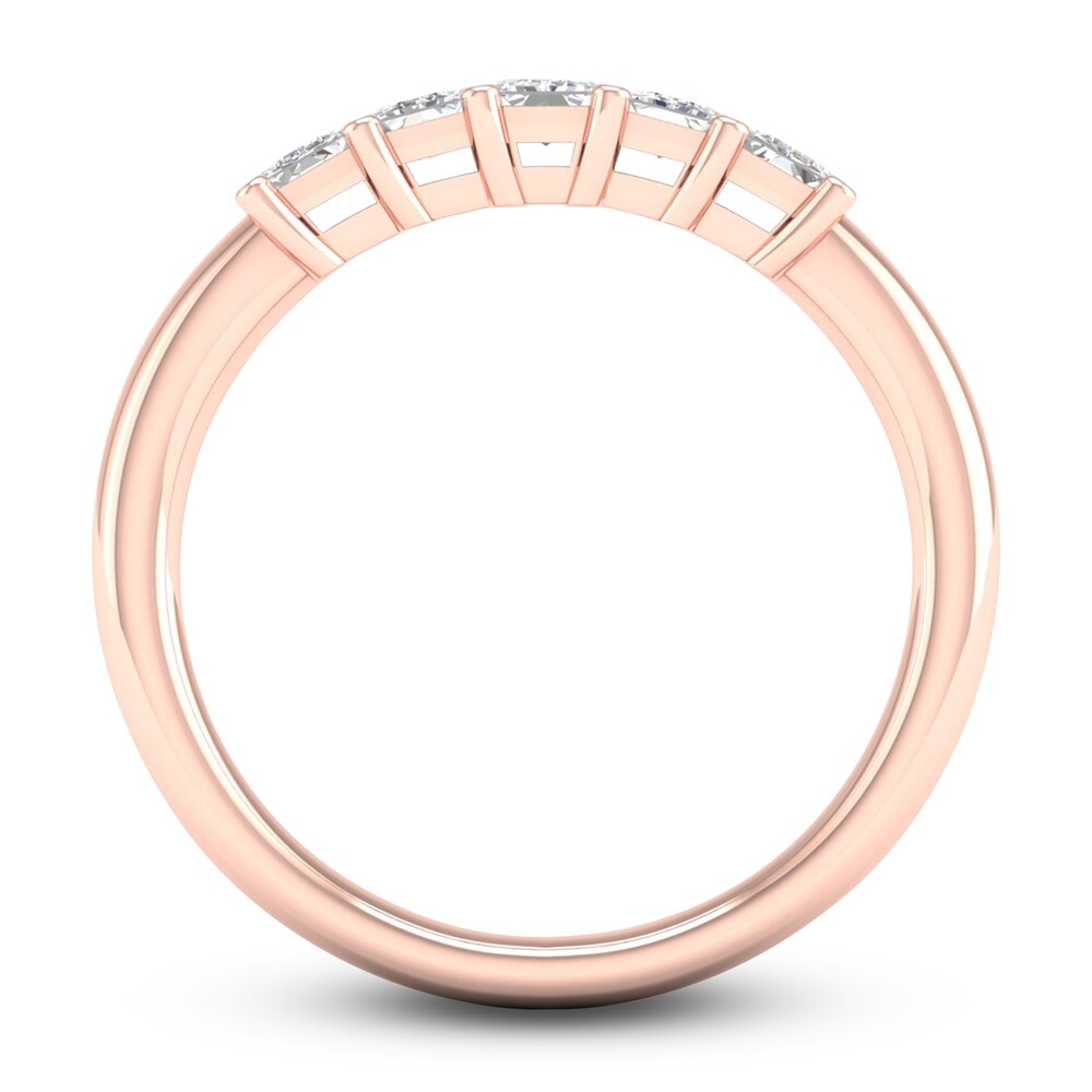 Diamond 5-Stone Anniversary Band 1 ct tw Emerald 14K Rose Gold KxT4t9Ym