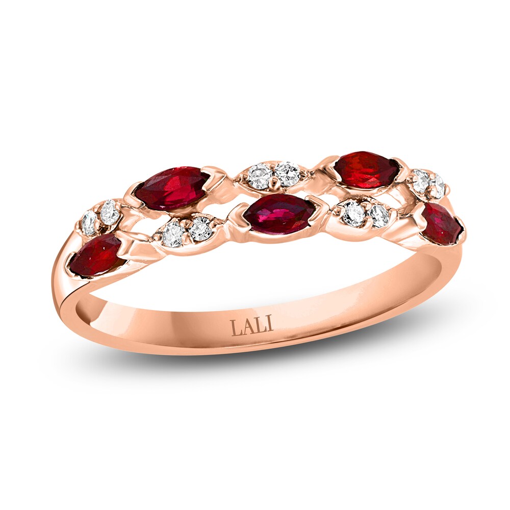 LALI Jewels Natural Ruby Anniversary Band 1/15 ct t Diamonds 14K Rose Gold L0TE5ChR LALI Jewels Natural Ruby Anniversary Band 1/15 ct t Diamonds 14K Rose Gold L0TE5ChR