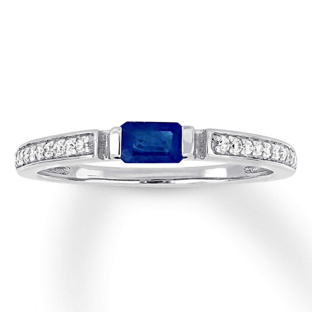 Natural Sapphire Ring 1/10 ct tw Diamonds 10K White Gold L47HL9qp Natural Sapphire Ring 1/10 ct tw Diamonds 10K White Gold L47HL9qp