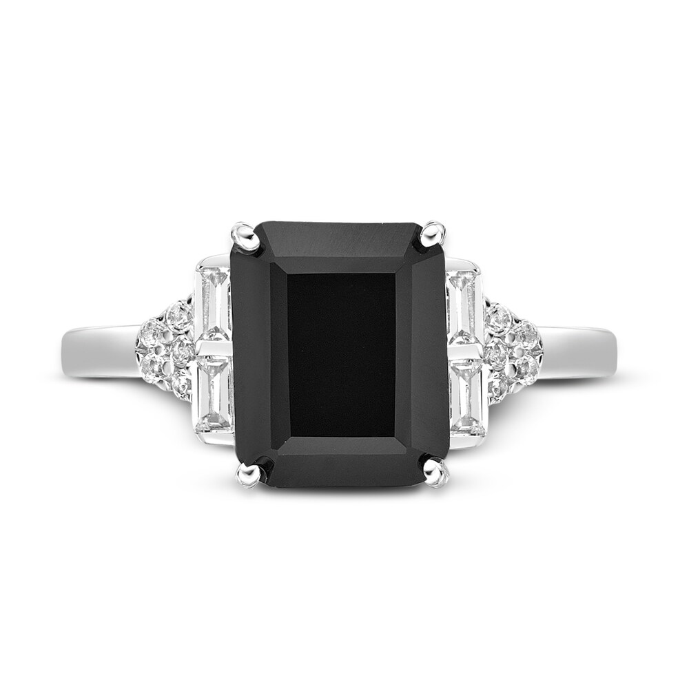 Natural Onyx & Natural White Topaz Ring Sterling Silver L5UNc4p4 Natural Onyx & Natural White Topaz Ring Sterling Silver L5UNc4p4