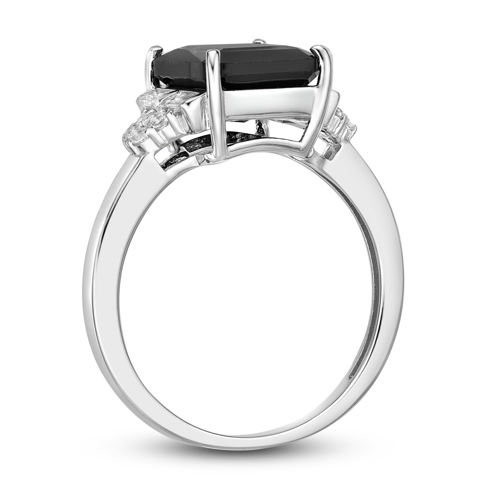 Natural Onyx & Natural White Topaz Ring Sterling Silver L5UNc4p4 Natural Onyx & Natural White Topaz Ring Sterling Silver L5UNc4p4