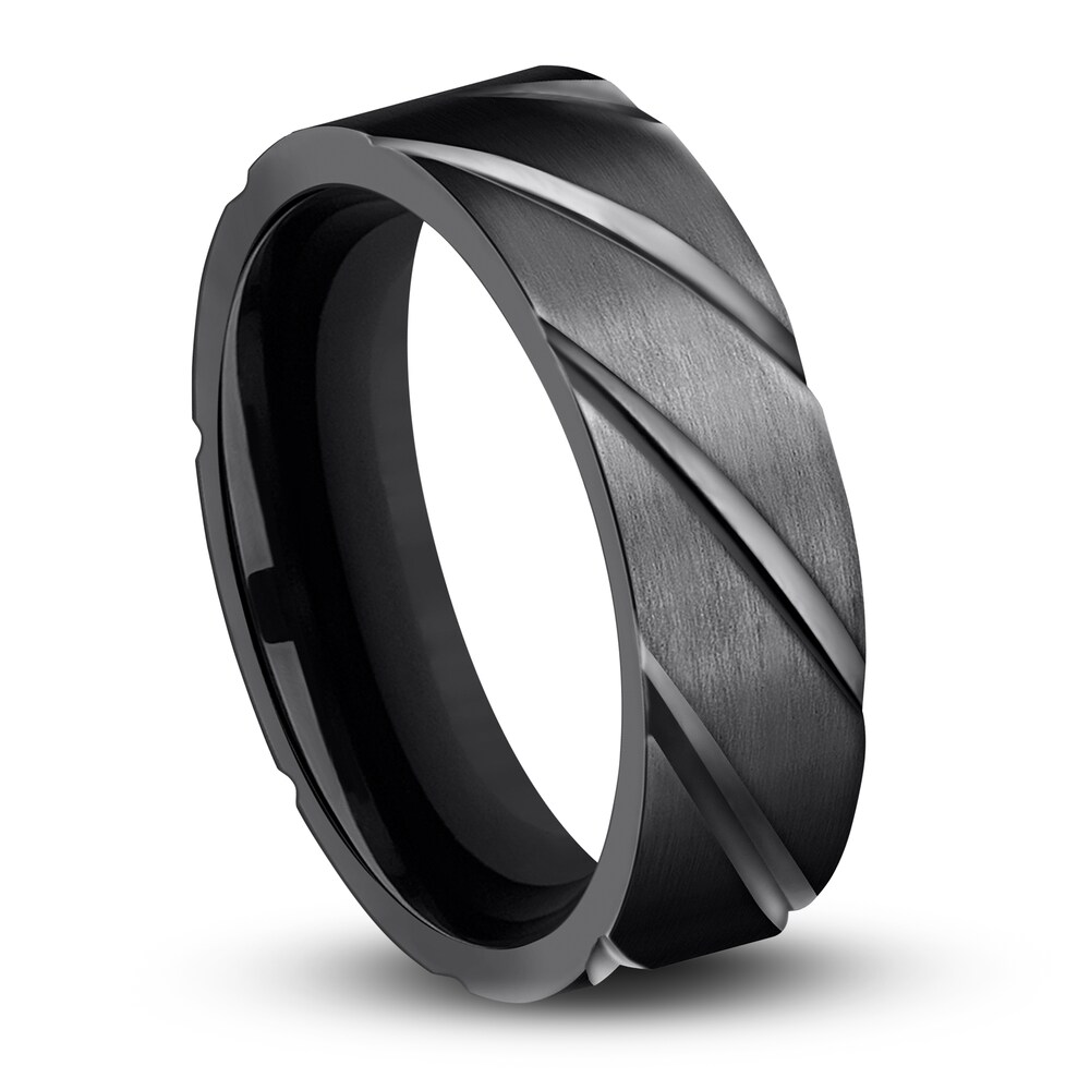 Swirl Wedding Band Black Titanium 7.0mm L9vO6rqV Swirl Wedding Band Black Titanium 7.0mm L9vO6rqV