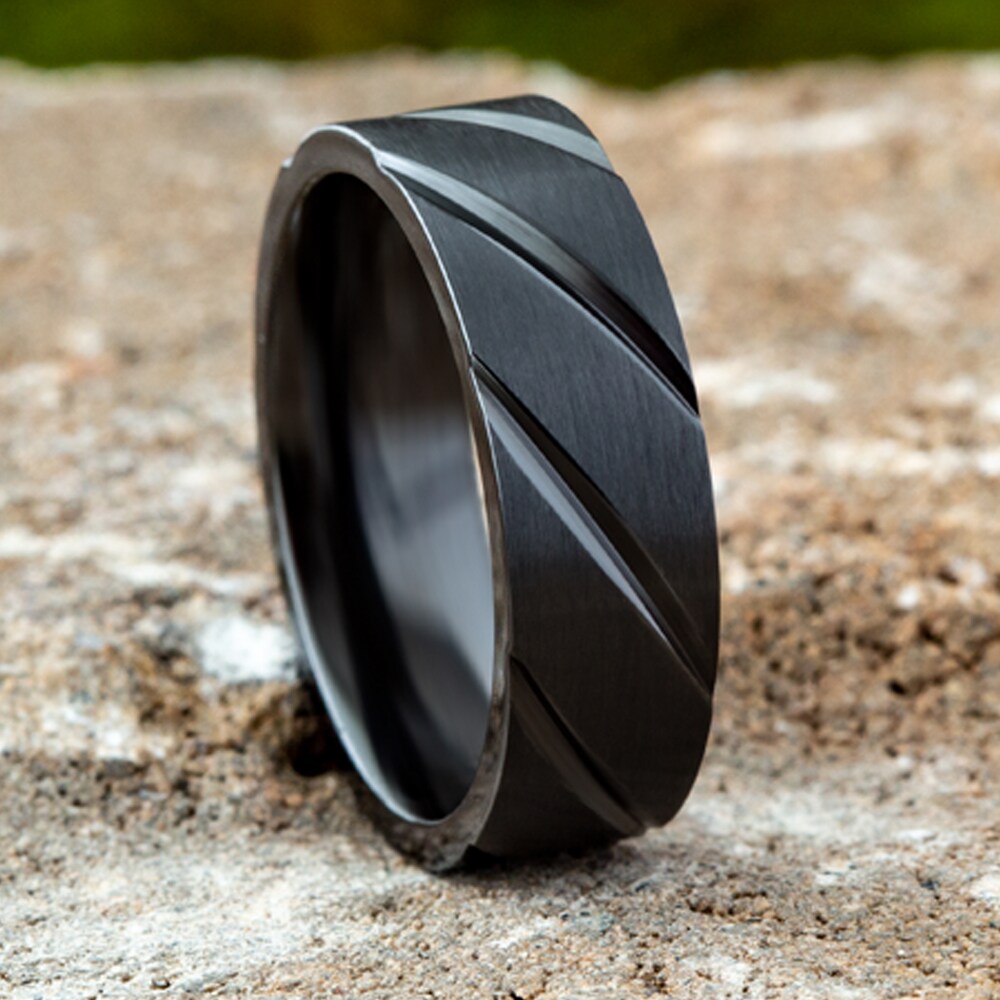 Swirl Wedding Band Black Titanium 7.0mm L9vO6rqV Swirl Wedding Band Black Titanium 7.0mm L9vO6rqV
