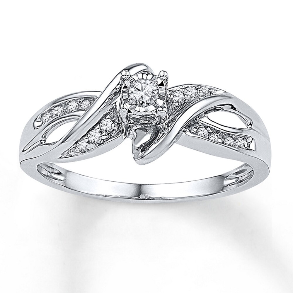 Diamond Promise Ring 1/8 ct tw Round-cut Sterling Silver LAUeDhZK Diamond Promise Ring 1/8 ct tw Round-cut Sterling Silver LAUeDhZK