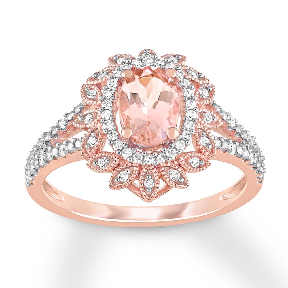 Morganite Ring 1/5 ct tw Diamonds 10K Rose Gold LAo5Hf2d Morganite Ring 1/5 ct tw Diamonds 10K Rose Gold LAo5Hf2d