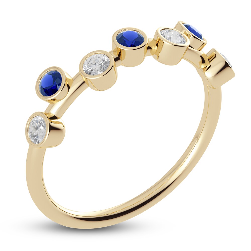Juliette Maison Natural White Sapphire & Natural Blue Sapphire Ring 10K Yellow Gold LE3TPUkj