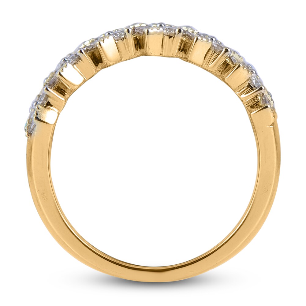 Brown & White Diamond Ring 1 ct tw Round/Baguette 14K Yellow Gold LcZkYSDd