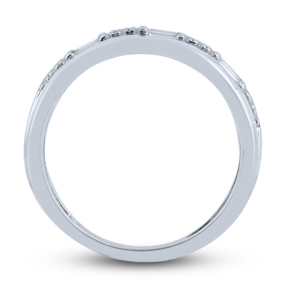 Diamond Multi-Row Anniversary Band 1/2 ct tw Round/Baguette 14K White Gold Lf39Bn0R Diamond Multi-Row Anniversary Band 1/2 ct tw Round/Baguette 14K White Gold Lf39Bn0R