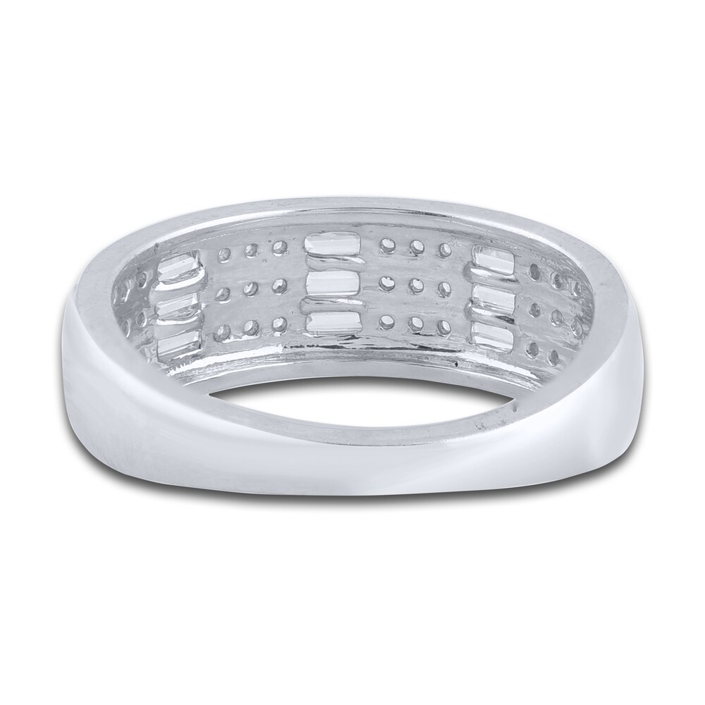 Diamond Multi-Row Anniversary Band 1/2 ct tw Round/Baguette 14K White Gold Lf39Bn0R Diamond Multi-Row Anniversary Band 1/2 ct tw Round/Baguette 14K White Gold Lf39Bn0R