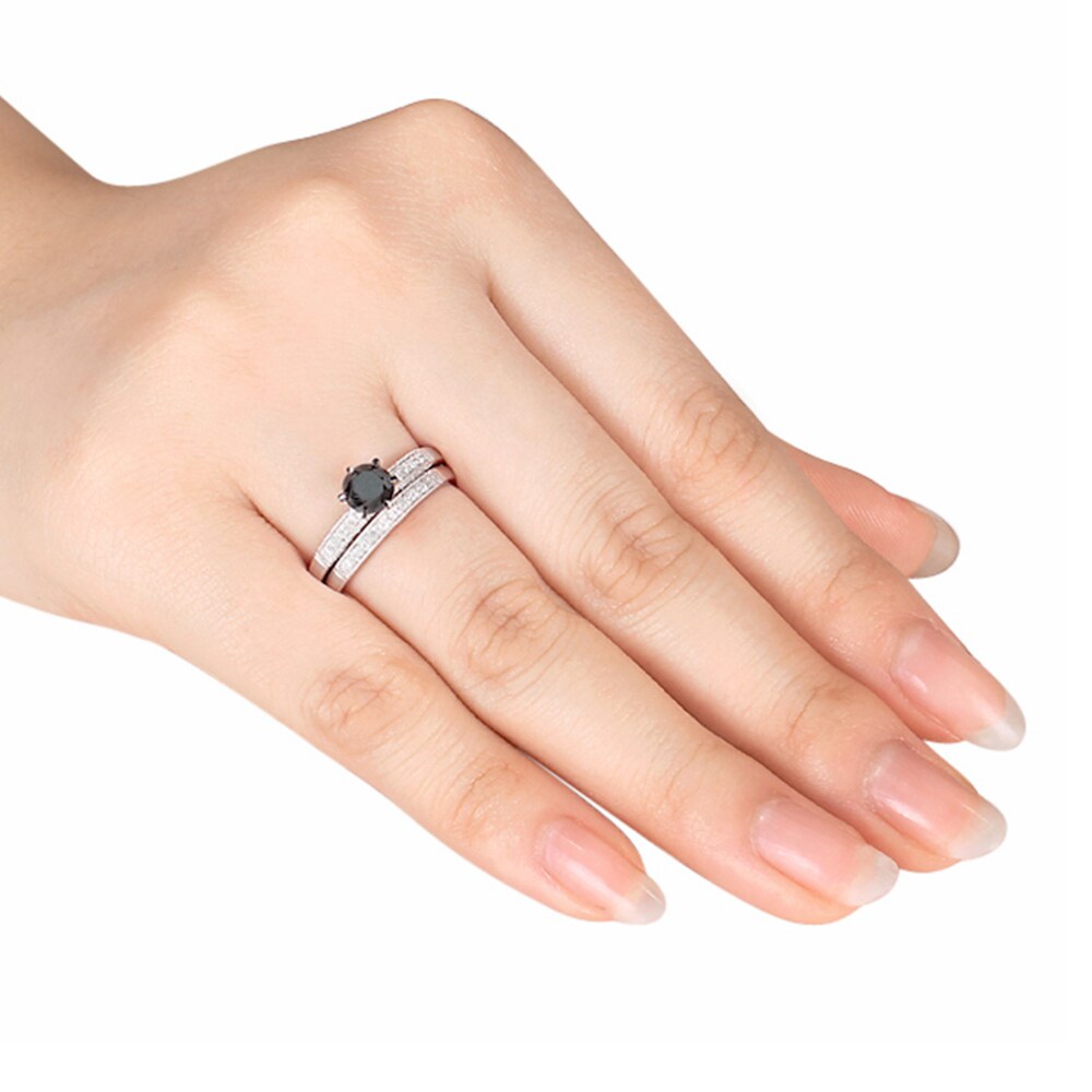 Black/White Diamond Bridal Set 1-1/3 ct tw 10K White Gold LiH7tsVI Black/White Diamond Bridal Set 1-1/3 ct tw 10K White Gold LiH7tsVI