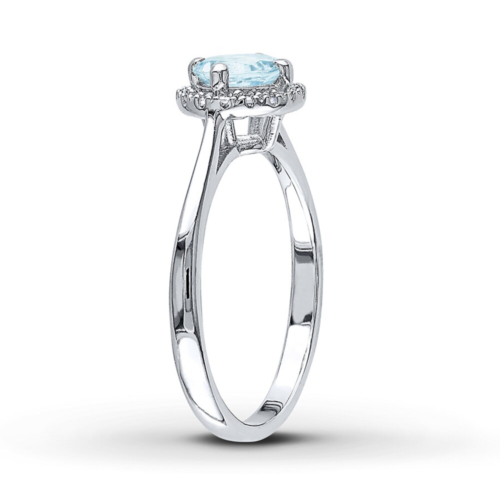 Aquamarine Ring 1/15 ct tw Diamonds Sterling Silver Lsh0s3MR Aquamarine Ring 1/15 ct tw Diamonds Sterling Silver Lsh0s3MR