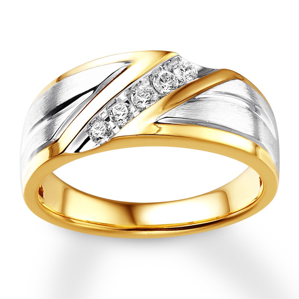 Men's Diamond Band 1/4 ct tw Round-cut 10K Two-Tone Gold LtZfasdK Men's Diamond Band 1/4 ct tw Round-cut 10K Two-Tone Gold LtZfasdK