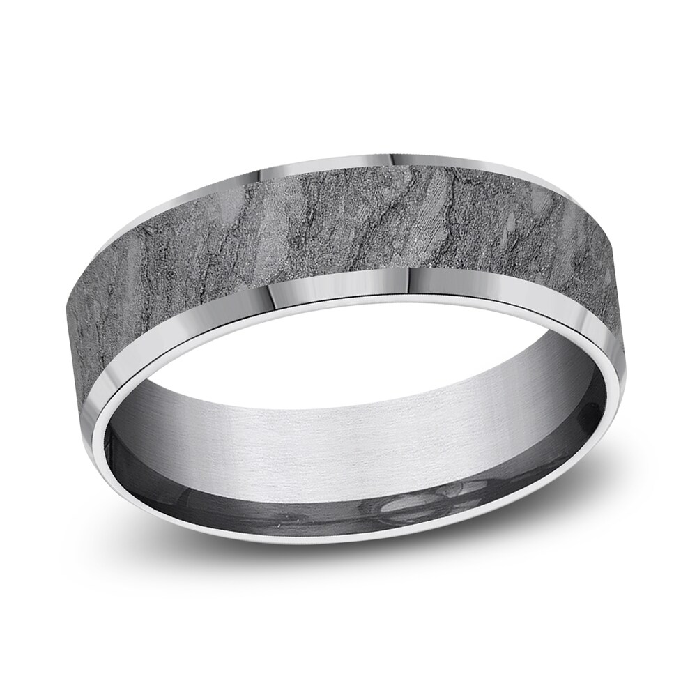 Rock Wedding Band Gray Tantalum 7.0mm M6URCL9n Rock Wedding Band Gray Tantalum 7.0mm M6URCL9n