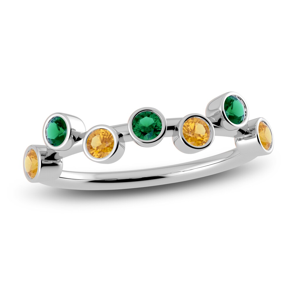 Juliette Maison Natural Emerald & Natural Citrine Ring 10K White Gold MBXUJf1B Juliette Maison Natural Emerald & Natural Citrine Ring 10K White Gold MBXUJf1B