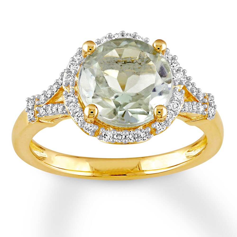 Green Quartz Ring 1/5 ct tw Diamonds 14K Yellow Gold MCaqmQHu Green Quartz Ring 1/5 ct tw Diamonds 14K Yellow Gold MCaqmQHu