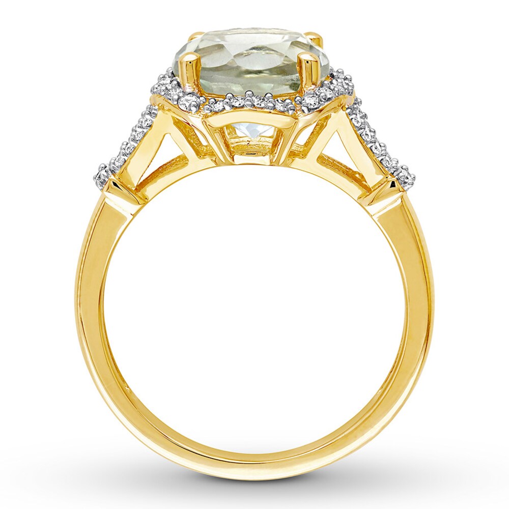 Green Quartz Ring 1/5 ct tw Diamonds 14K Yellow Gold MCaqmQHu Green Quartz Ring 1/5 ct tw Diamonds 14K Yellow Gold MCaqmQHu