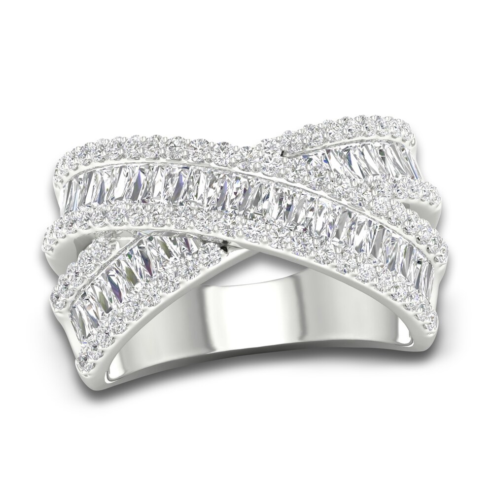 Lab-Created Diamond Criss-Cross Ring 1-3/4 ct tw Round/Baguette 14K White Gold MS1jhUzL Lab-Created Diamond Criss-Cross Ring 1-3/4 ct tw Round/Baguette 14K White Gold MS1jhUzL