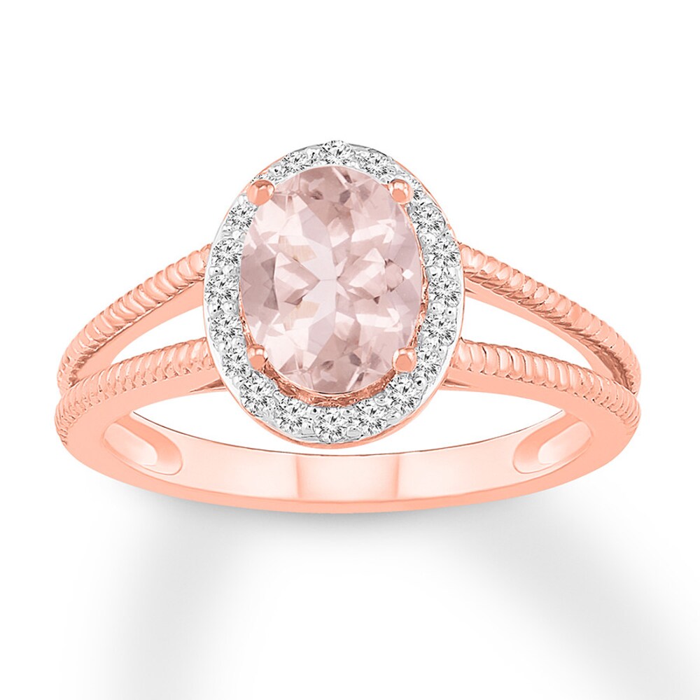 Morganite Ring White Topaz 10K Rose Gold MVEi3Hnb