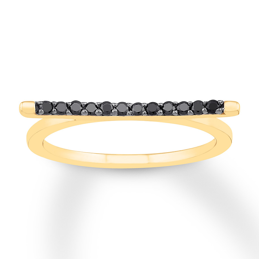 Black Diamond Flat-top Ring 1/8 carat tw 10K Yellow Gold Mi9Wi9xa Black Diamond Flat-top Ring 1/8 carat tw 10K Yellow Gold Mi9Wi9xa