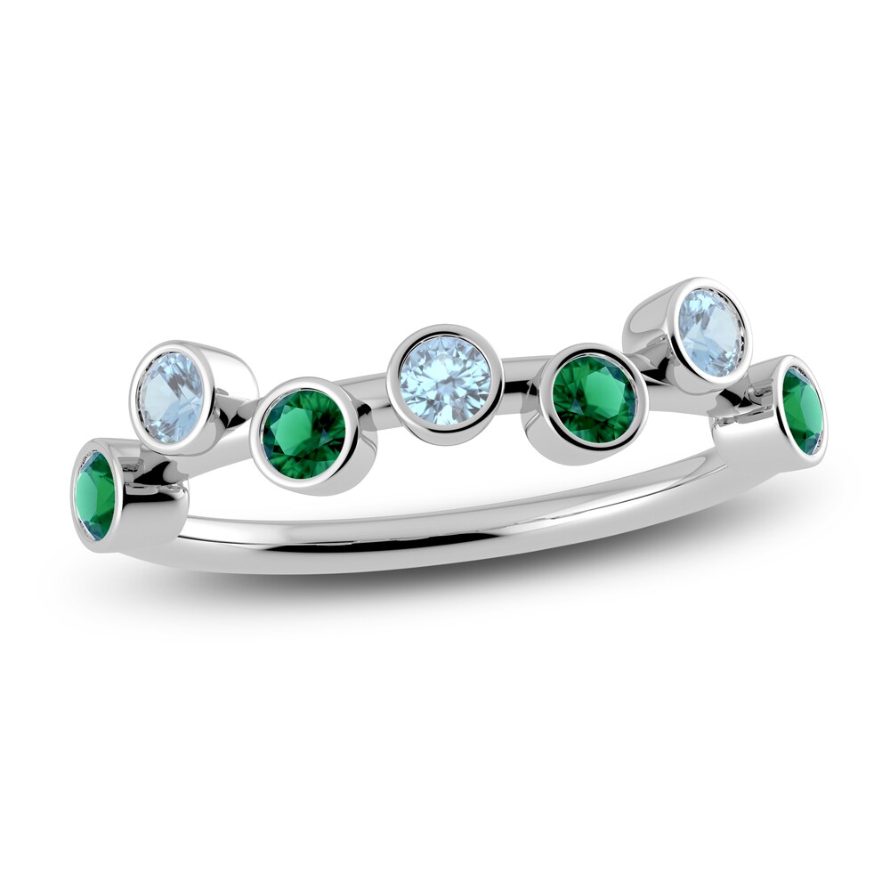 Juliette Maison Natural Aquamarine & Natural Emerald Ring 10K White Gold Mizc1cG1 Juliette Maison Natural Aquamarine & Natural Emerald Ring 10K White Gold Mizc1cG1