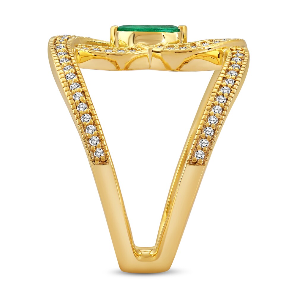 Natural Emerald Ring 1/3 ct tw Diamonds 14K Yellow Gold N7nzkPse Natural Emerald Ring 1/3 ct tw Diamonds 14K Yellow Gold N7nzkPse