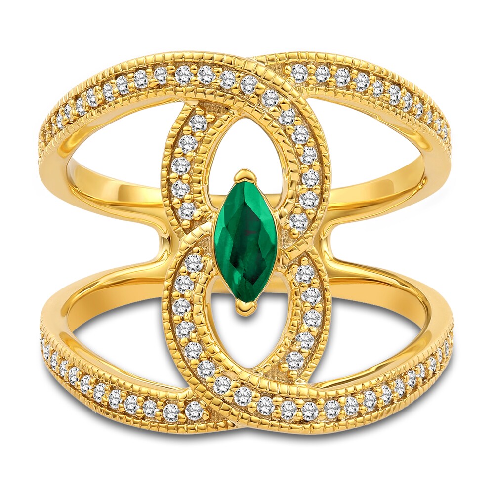 Natural Emerald Ring 1/3 ct tw Diamonds 14K Yellow Gold N7nzkPse Natural Emerald Ring 1/3 ct tw Diamonds 14K Yellow Gold N7nzkPse