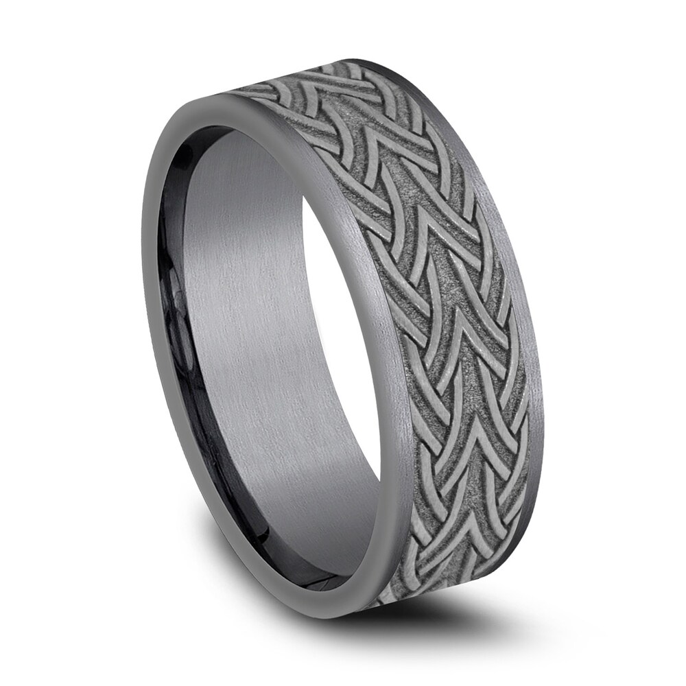 Gray Tantalum Stone Celtic Wedding Band 7.0mm NBUT7WEz Gray Tantalum Stone Celtic Wedding Band 7.0mm NBUT7WEz