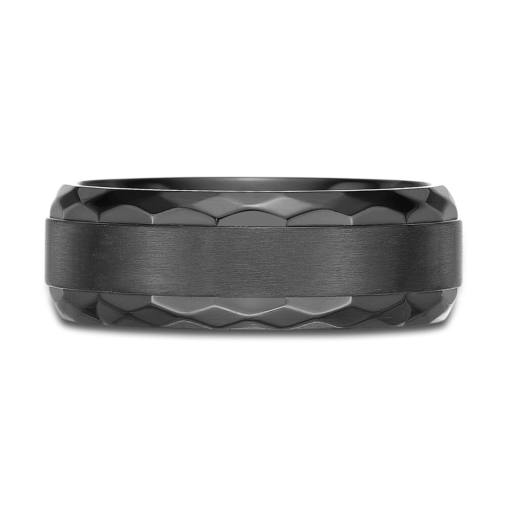 Men\'s Hammered Edge Wedding Band Black Zirconium 8.0mm NBzA6azG Men\'s Hammered Edge Wedding Band Black Zirconium 8.0mm NBzA6azG