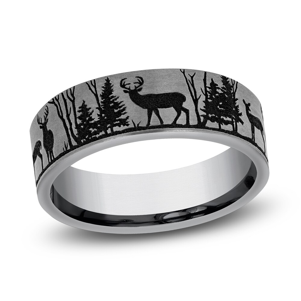 Men's Deer Wedding Band Gray Tantalum 7.0mm NKst9PJp Men's Deer Wedding Band Gray Tantalum 7.0mm NKst9PJp
