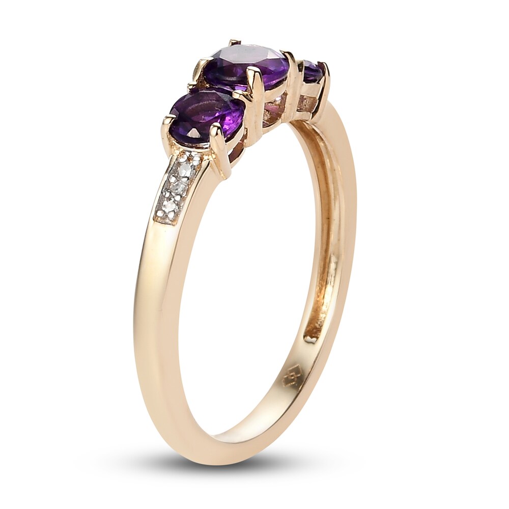 Natural Amethyst Anniversary Ring Diamond Accent 14K Yellow Gold NTHvZS1b Natural Amethyst Anniversary Ring Diamond Accent 14K Yellow Gold NTHvZS1b